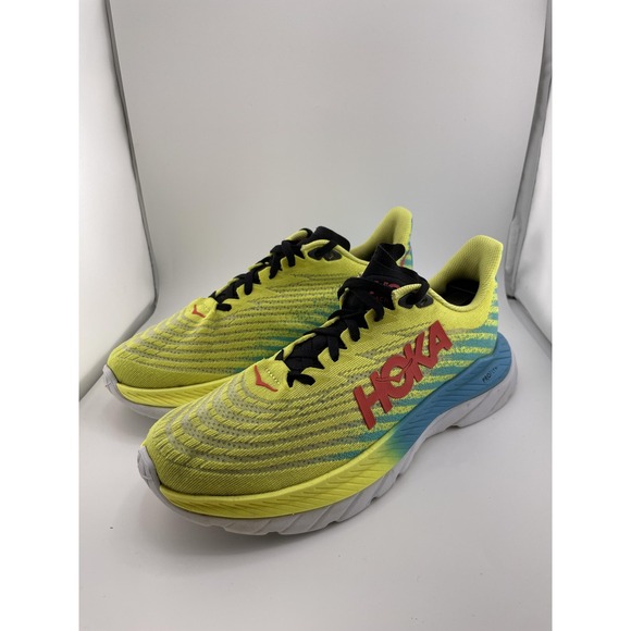 Hoka One One Mach 5 Running Shoes Womens Size 8 Yellow Blue Lightweight Sneakers - Picture 1 of 13